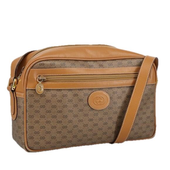 GUCCI Micro GG Supreme Shoulder Bag Pvc Leather Beige Gold - Picture 1 of 16